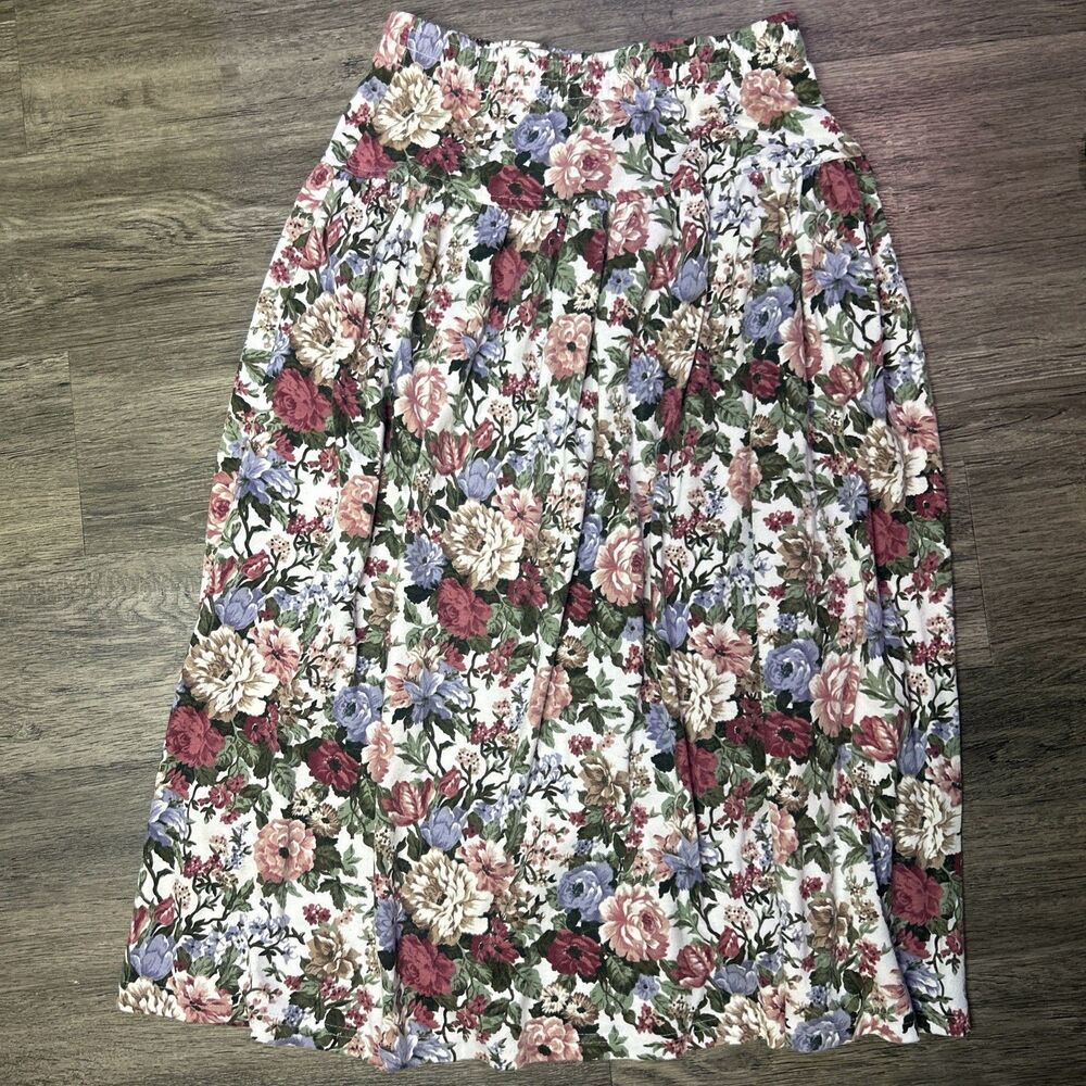 Fritzi California Skirt Smal  Floral Midi Pull On Cottagecore 90s